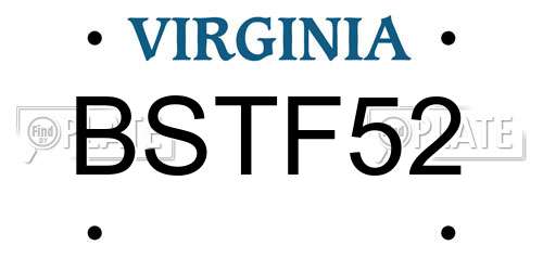 BSTF52 Virginia License Plate