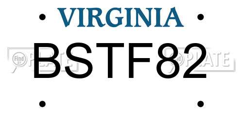 BSTF82 Virginia License Plate