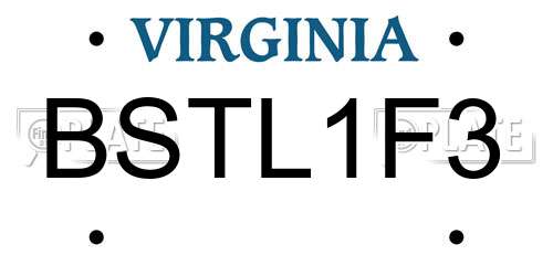 BSTL1F3 Virginia License Plate