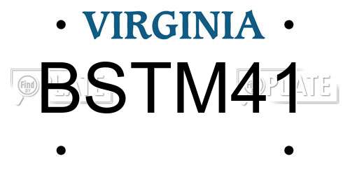 BSTM41 Virginia License Plate
