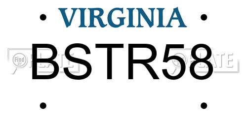 BSTR58 Virginia License Plate