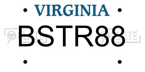 BSTR88 Virginia License Plate