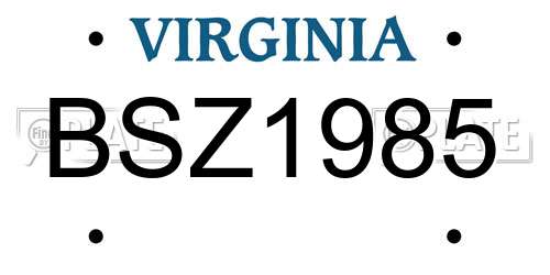BSZ1985 Virginia License Plate
