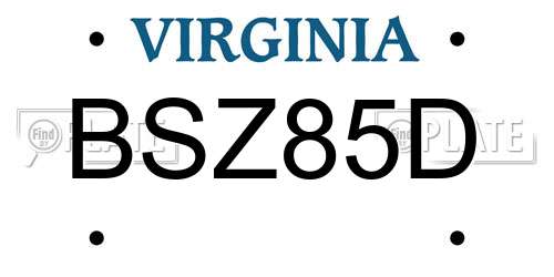 BSZ85D Virginia License Plate