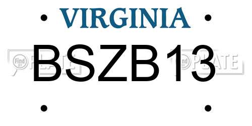 BSZB13 Virginia License Plate