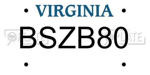 BSZB80 Virginia License Plate