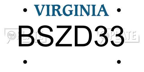 BSZD33 Virginia License Plate
