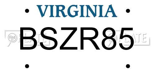 BSZR85 Virginia License Plate