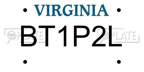 BT1P2L Virginia License Plate