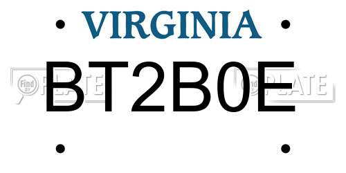 BT2B0E Virginia License Plate
