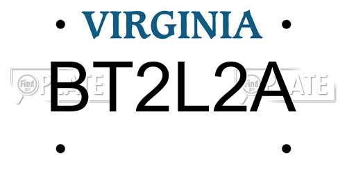 BT2L2A Virginia License Plate