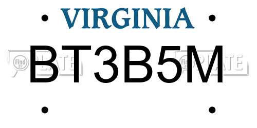 BT3B5M Virginia License Plate
