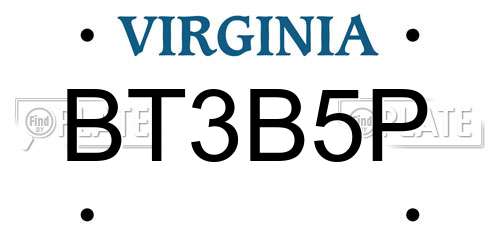 BT3B5P Virginia License Plate