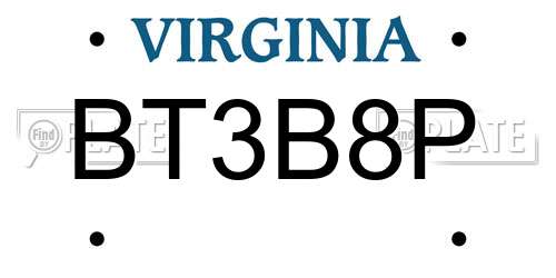 BT3B8P Virginia License Plate
