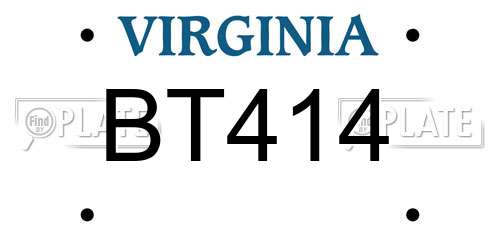 BT414 Virginia License Plate