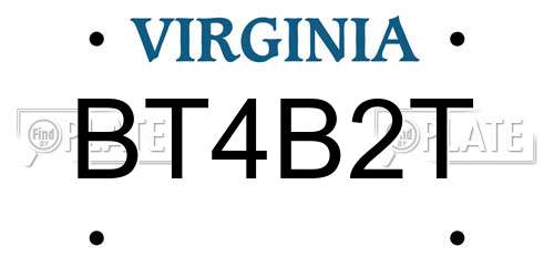 BT4B2T Virginia License Plate