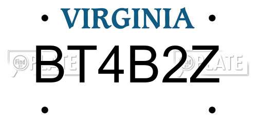 BT4B2Z Virginia License Plate