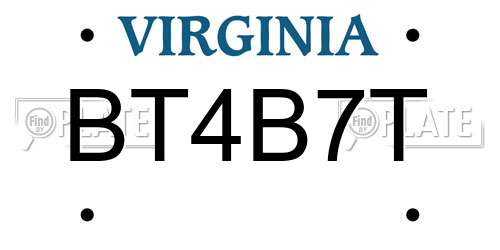BT4B7T Virginia License Plate