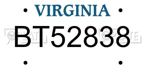 BT52838 Virginia License Plate