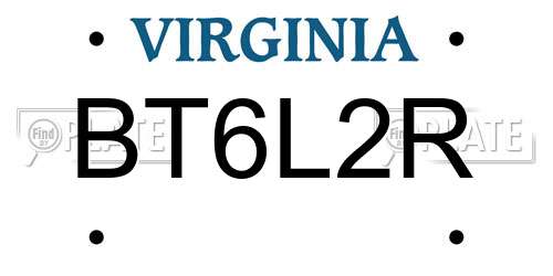 BT6L2R Virginia License Plate