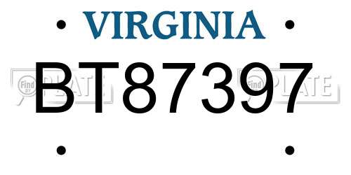 BT87397 Virginia License Plate