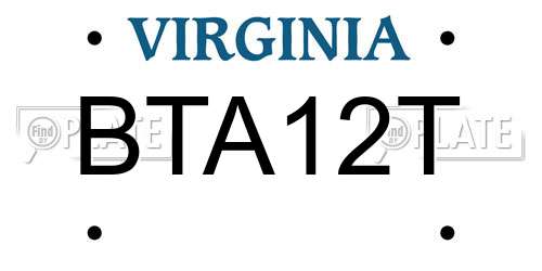 BTA12T Virginia License Plate