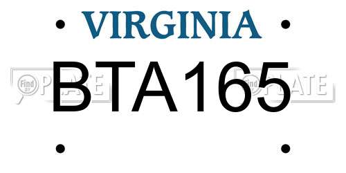 BTA165 Virginia License Plate