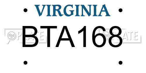 BTA168 Virginia License Plate