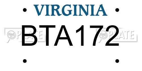 BTA172 Virginia License Plate