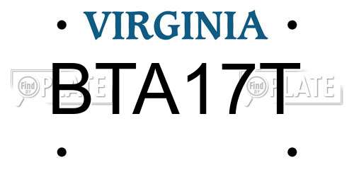 BTA17T Virginia License Plate