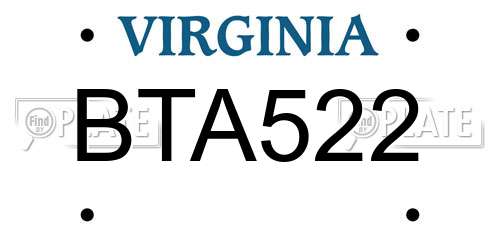 BTA522 Virginia License Plate