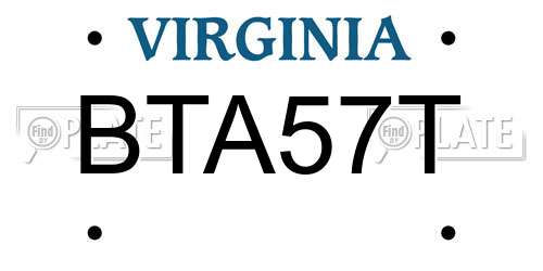 BTA57T Virginia License Plate