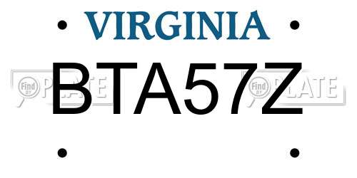 BTA57Z Virginia License Plate