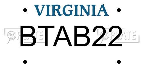 BTAB22 Virginia License Plate