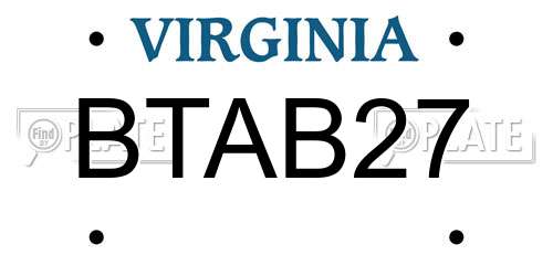 BTAB27 Virginia License Plate
