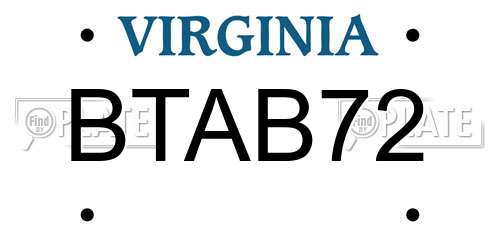 BTAB72 Virginia License Plate