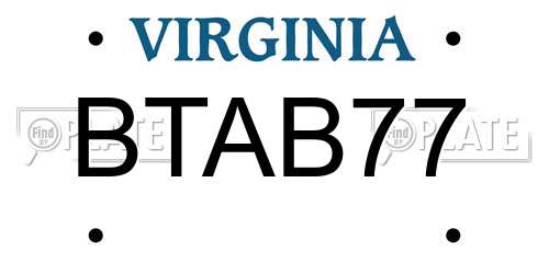 BTAB77 Virginia License Plate