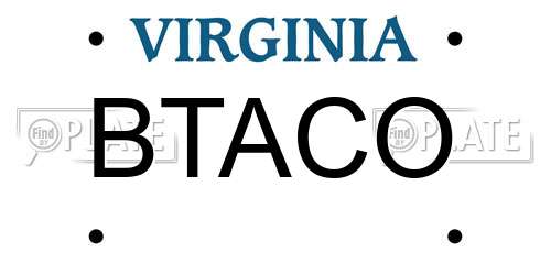 BTACO Virginia License Plate