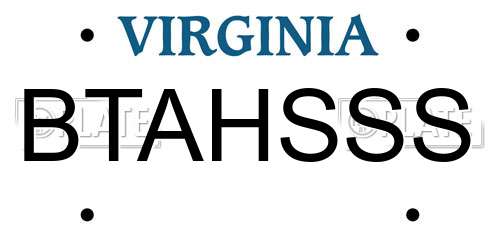 BTAHSSS Virginia License Plate