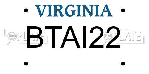 BTAI22 Virginia License Plate