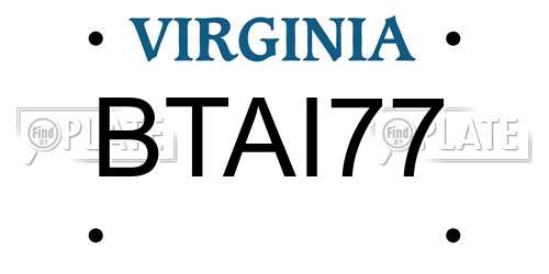 BTAI77 Virginia License Plate