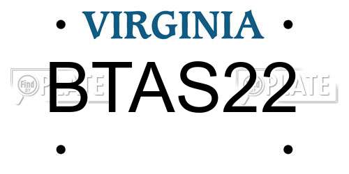 BTAS22 Virginia License Plate