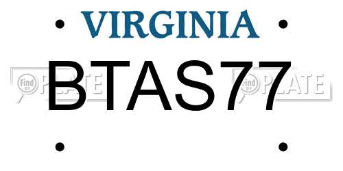 BTAS77 Virginia License Plate