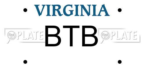 BTB Virginia License Plate