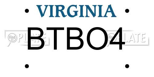 BTBO4 Virginia License Plate