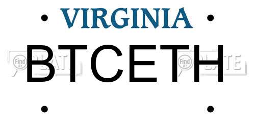 BTCETH Virginia License Plate