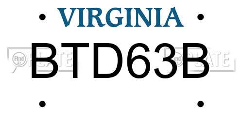 BTD63B Virginia License Plate