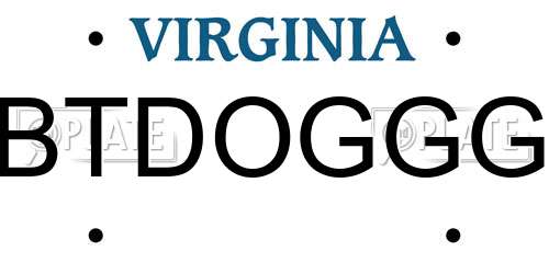 BTDOGGG Virginia License Plate