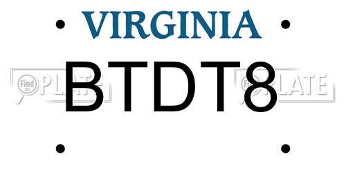 BTDT8 Virginia License Plate