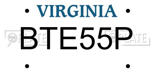 BTE55P Virginia License Plate